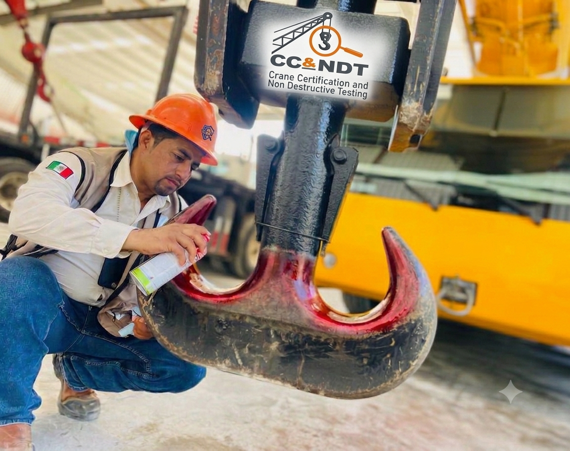 Inspección con ensayos no destructivos en gancho de grúa